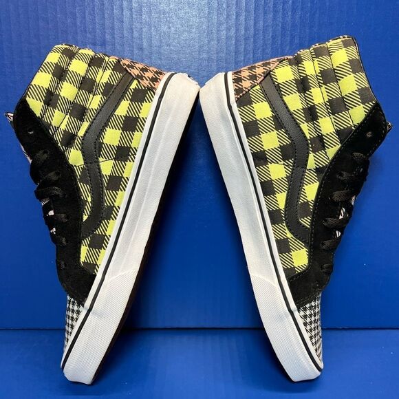 Vans Sk8 Hi Reissue Buffalo Mix Plaid Yellow Peach Sneakers M7/W8.5 - Picture 6 of 9